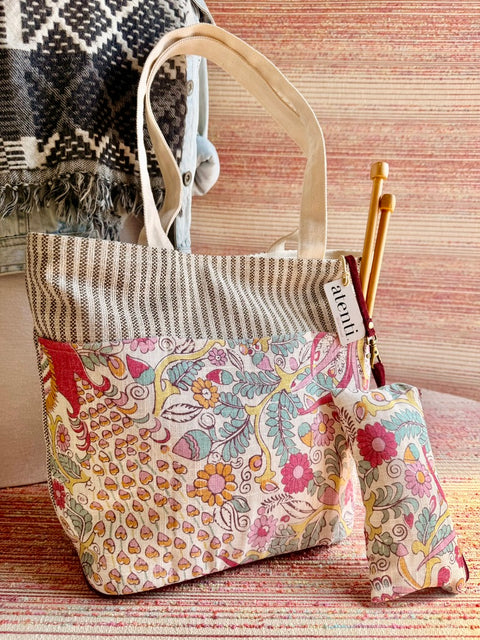 The Feather Project Tote- Needle Arts/Craft Carryall, Atenti USA Handmade