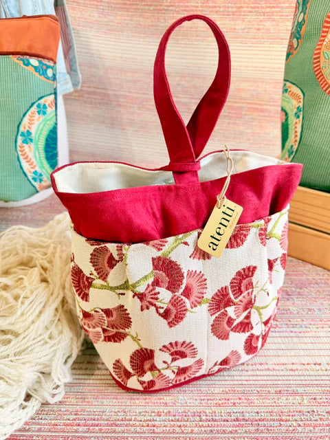 Charm Tall Caddy – Atenti USA Handmade Jacquard Ginkgo Leaf - Yarn Notions Organizer