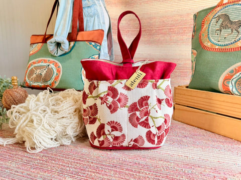 Charm Tall Caddy – Atenti USA Handmade Jacquard Ginkgo Leaf - Yarn Notions Organizer