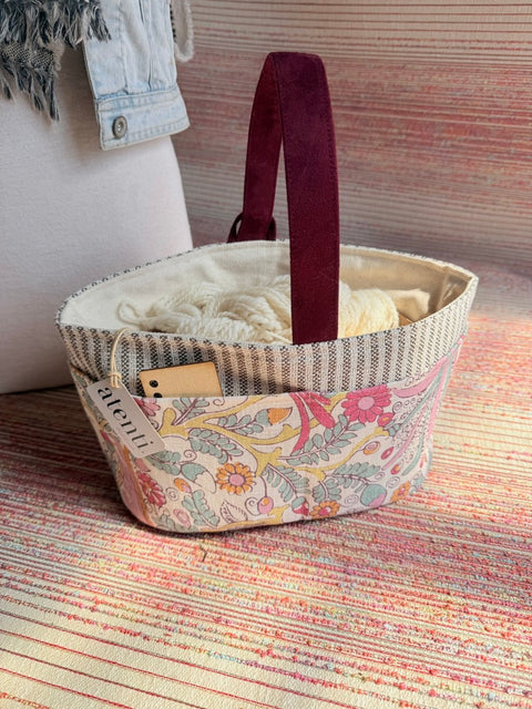 Feather Caddy – Handmade USA Embroidered Floral Yarn & Notions Organizer