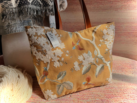 Apricot Gigi, Atenti USA Handmade Convertible Floral Bag with Leather Straps