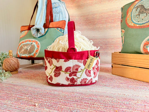 Charm Caddy – Atenti USA Handmade Jacquard Ginkgo Leaf - Yarn Notions Organizer