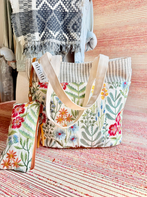 The Wildflower Project Tote- Needle Arts/Craft Carryall, Atenti USA Handmade