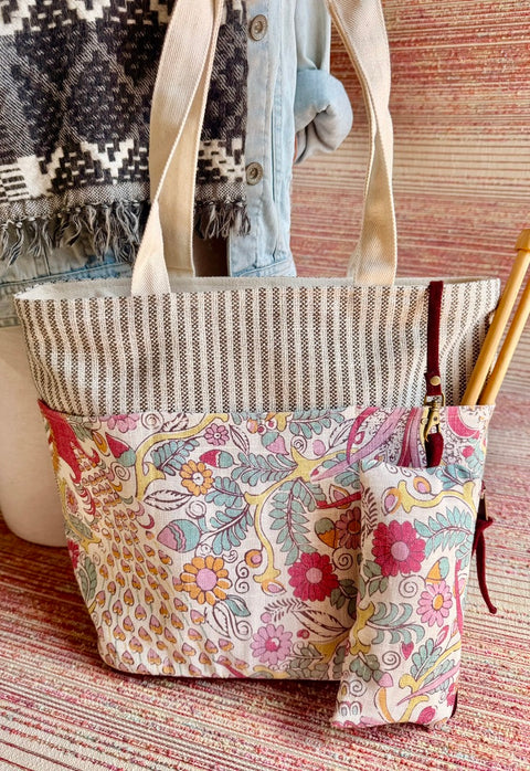 The Feather Project Tote- Needle Arts/Craft Carryall, Atenti USA Handmade