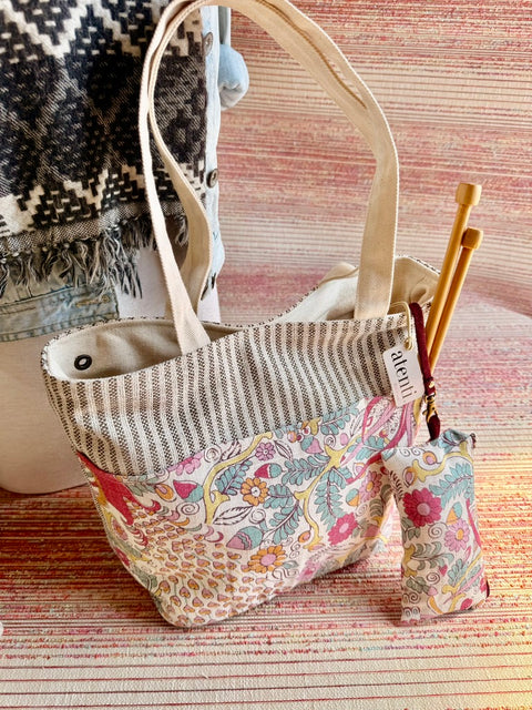 The Feather Project Tote- Needle Arts/Craft Carryall, Atenti USA Handmade