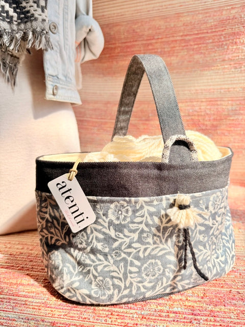 Rhapsody Caddy – Handmade USA Embroidered Floral Yarn & Notions Organizer