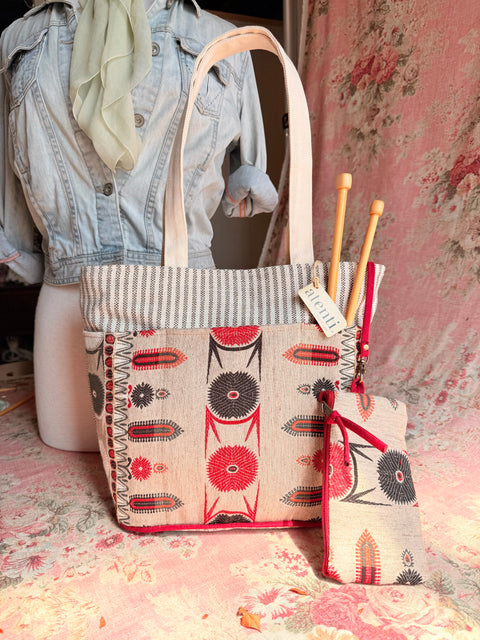 The Mr Kite Taupe Project Tote-Reg, Needle Arts/Craft Carryall, USA Handmade