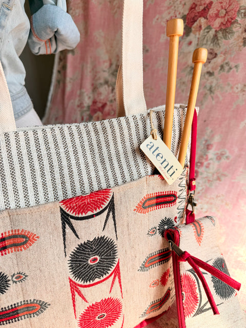 The Mr Kite Taupe Project Tote-Reg, Needle Arts/Craft Carryall, USA Handmade