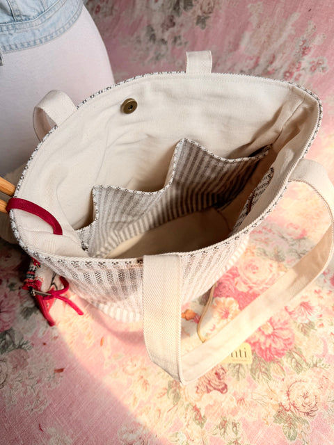 The Mr Kite Taupe Project Tote-Reg, Needle Arts/Craft Carryall, USA Handmade