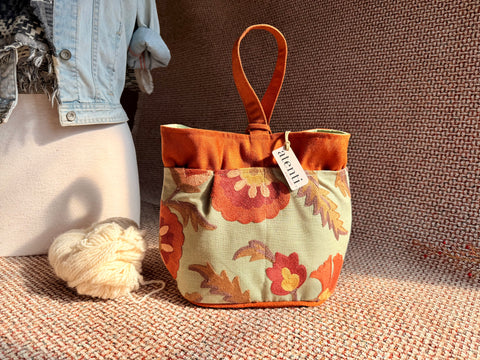 Terra Tall Caddy– Handmade USA Embroidered Floral Yarn & Notions Organizer