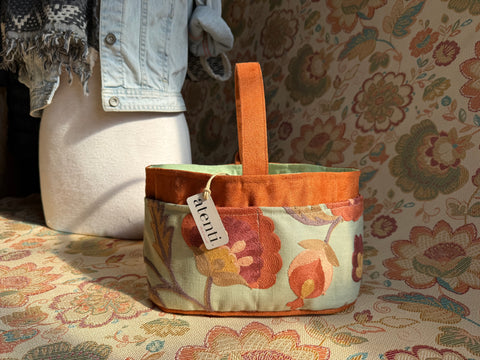 Terra Caddy – Handmade USA Embroidered Floral Yarn & Notions Organizer