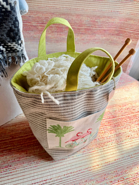 Flamingo Hope Basket– Atenti USA Handmade Embroidered Floral Knitting & Crochet Tote