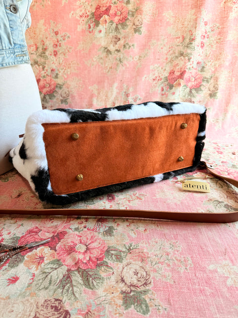 Fuzzy Cow Buddy Bag– Handmade Faux Fur Travel Bag, USA-Made