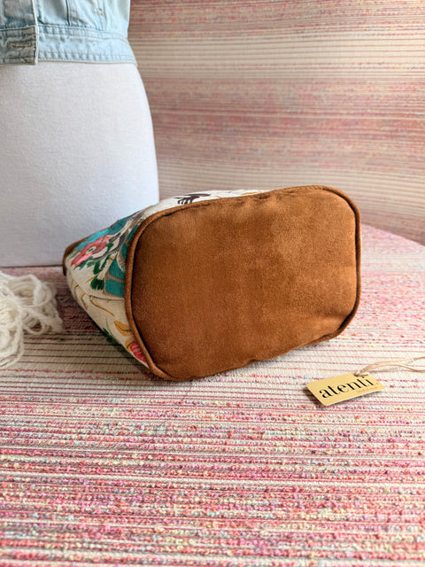 Monkey Tall Caddy– Embroidered Handmade USA Yarn & Notions Organizer, Atenti Project Bag