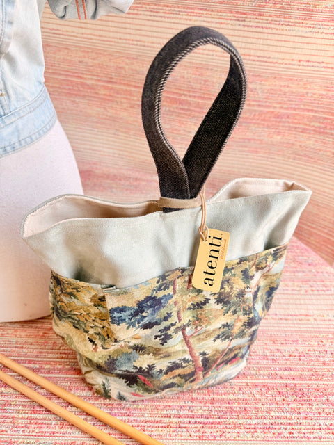 Forest Tall Caddy– Handmade USA Yarn & Notions Organizer, Atenti Project Bag