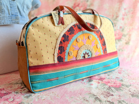 Sunrise Overnighter| USA Handmade – Southwest Tapestry |Artisan Travel Bag for Knitters, Crafters & Collectors