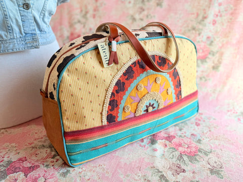 Sunrise Overnighter| USA Handmade – Southwest Tapestry |Artisan Travel Bag for Knitters, Crafters & Collectors