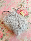 Grey Llama Fur Zipper Pouch| Handmade USA | Holiday Gift Travel Accessory for Boutiques & Gift Stores