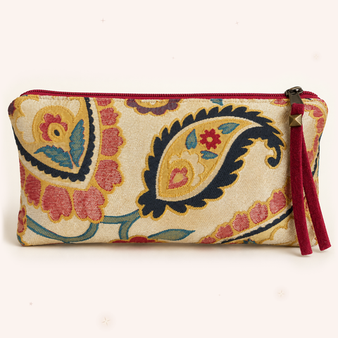 Atenti Jewel Paisley on blush ivory with subtle rose-gold and champagne stars.