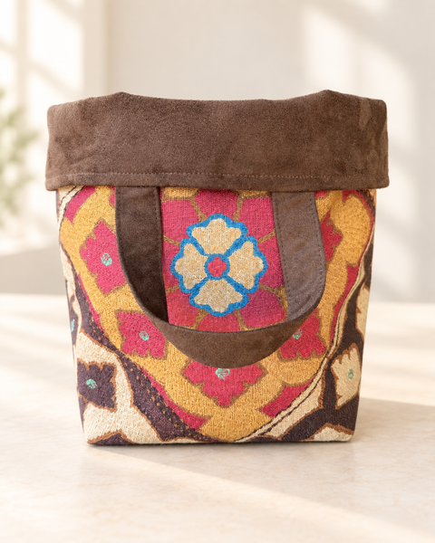 Fables Hope Basket, Atenti USA Handmade, Floral geometric Needle Arts Tote