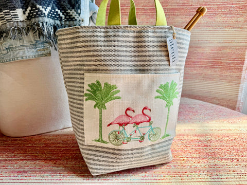 Flamingo Hope Basket– Atenti USA Handmade Embroidered Floral Knitting & Crochet Tote