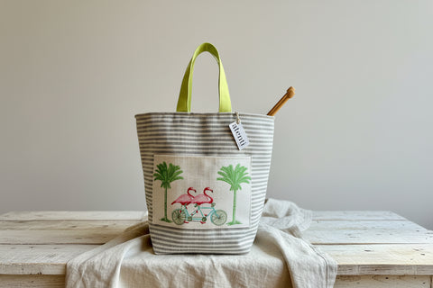 Flamingo Hope Basket– Atenti USA Handmade Embroidered Floral Knitting & Crochet Tote