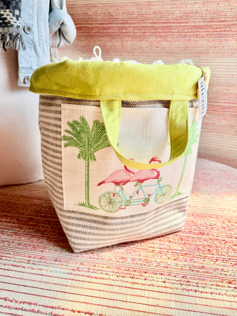 Flamingo Hope Basket– Atenti USA Handmade Embroidered Floral Knitting & Crochet Tote