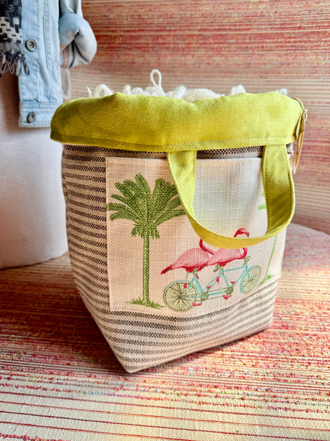 Flamingo Hope Basket– Atenti USA Handmade Embroidered Floral Knitting & Crochet Tote