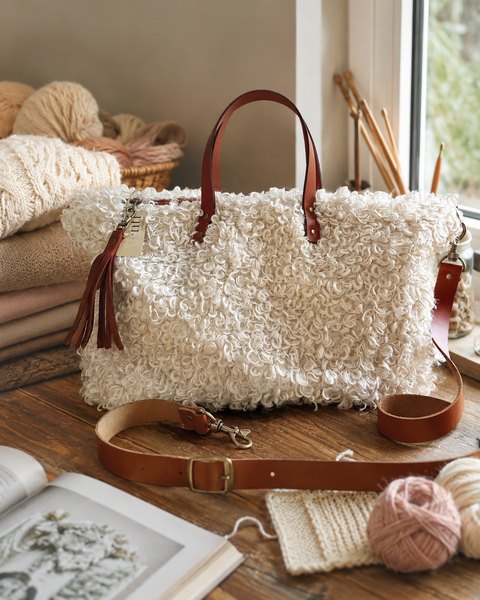 Curly Cute Buddy Bag– Atenti USA Handmade, Luxurious Carryall Leather Handle & Crossbody Strap Bag