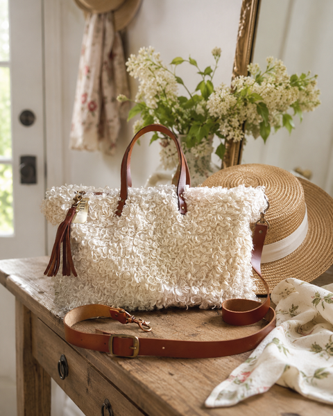 Curly Cute Buddy Bag– Atenti USA Handmade, Luxurious Carryall Leather Handle & Crossbody Strap Bag