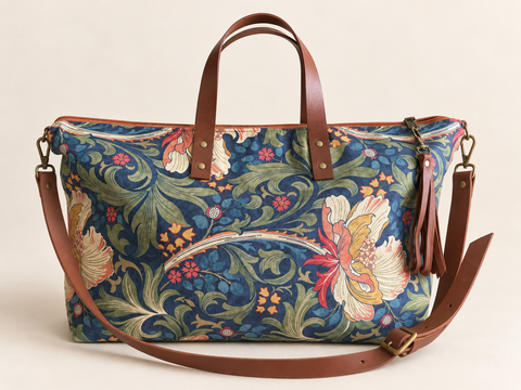 Legend Buddy Bag Atenti USA Handmade Floral Carryall Leather Handle with Crossbody Strap