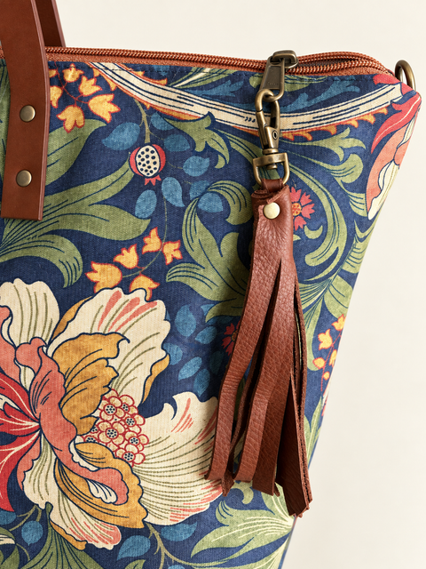 Legend Buddy Bag Atenti USA Handmade Floral Carryall Leather Handle with Crossbody Strap
