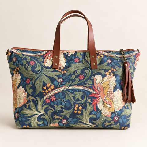 Legend Buddy Bag Atenti USA Handmade Floral Carryall Leather Handle with Crossbody Strap