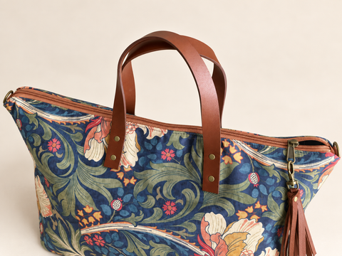 Legend Buddy Bag Atenti USA Handmade Floral Carryall Leather Handle with Crossbody Strap