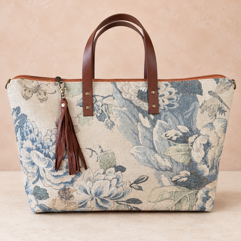 Umbra Buddy Bag Atenti USA Handmade, Floral Carryall Leather Handle with Crossbody Strap