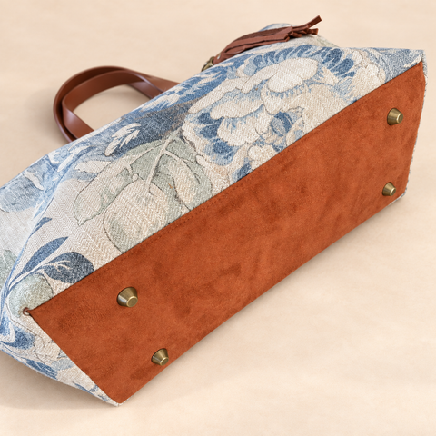 Umbra Buddy Bag Atenti USA Handmade, Floral Carryall Leather Handle with Crossbody Strap