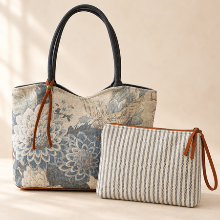 Umbra Lolita, Atenti USA Handmade, Floral Shoulder Bag and Pouch Set