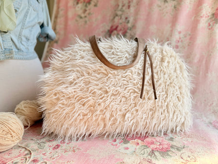 Llama Twist Overnighter,  USA Handmade, Faux Fur Weekender