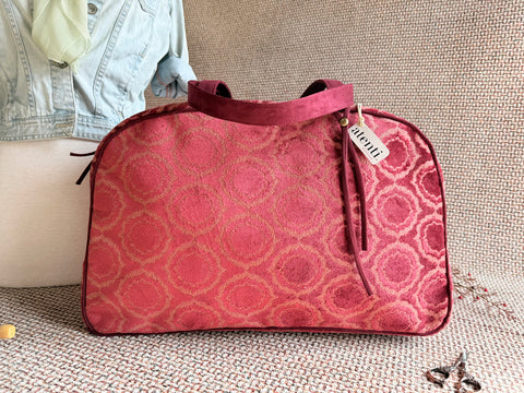 Ruby Overnighter, USA Handmade, Luxurious Velvet Weekender
