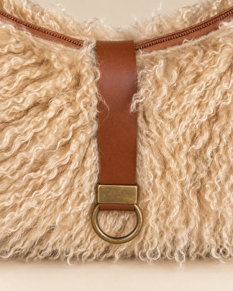 Butterscotch Tall Lulu, Atenti USA Handmade| Faux Fur Handbag with Leather Toggle