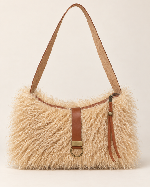 Butterscotch Tall Lulu, Atenti USA Handmade| Faux Fur Handbag with Leather Toggle