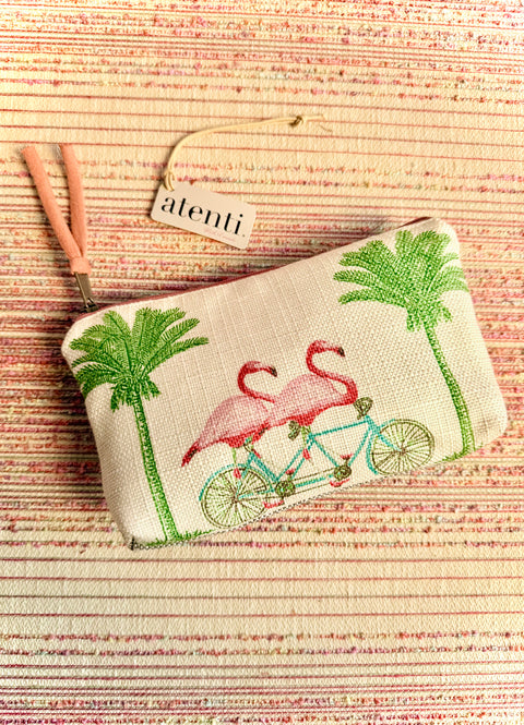 Flamingo Tall Tool Zipper Pouch Needle Arts Notions, Makeup Bag, Travel Purse Organizer- Small Batch  USA Made
