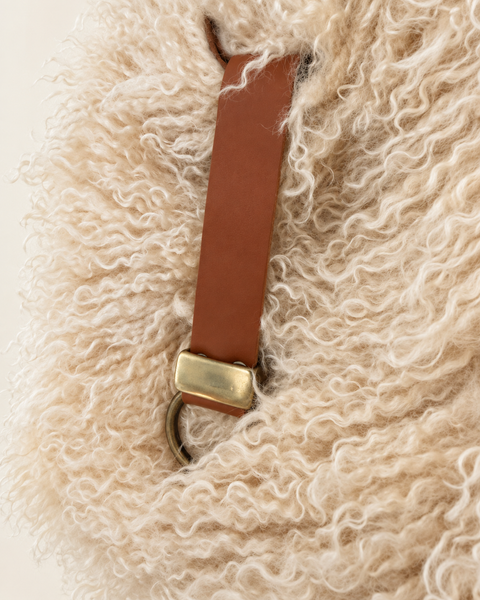 Butterscotch Soft Tote, USA Handmade Atenti Faux Fur Shoulder Bag with Leather Toggle