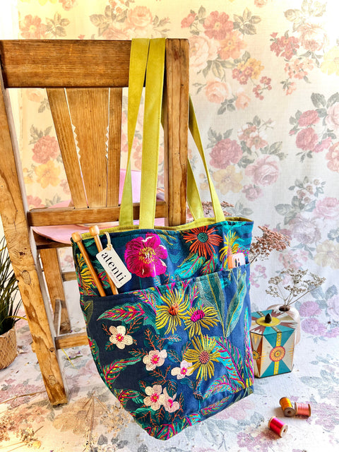 Flora Bon Bucket, –Handmade USA Knitting & Crochet Tote