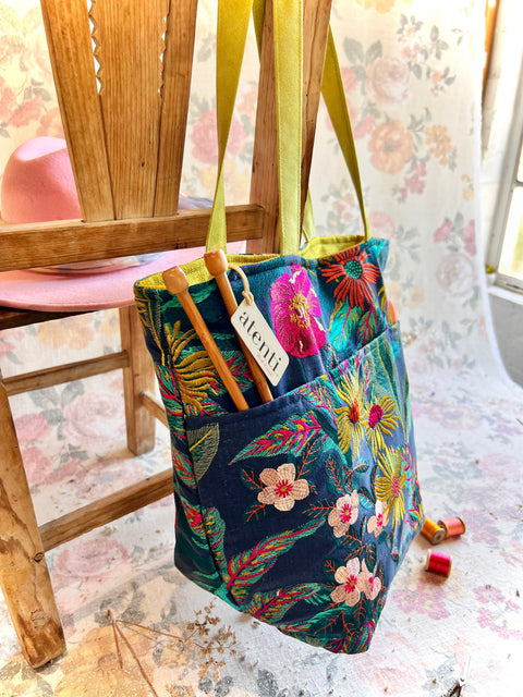 Flora Bon Bucket, –Handmade USA Knitting & Crochet Tote