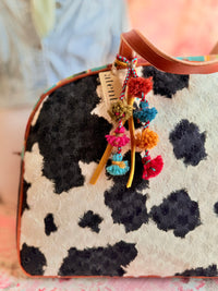 Curly Cow Overnighter – Handmade Weekender Bag with Cowhide Texture & Leather Accents