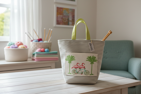 Flamingo Hope Basket– Atenti USA Handmade Embroidered Floral Knitting & Crochet Tote
