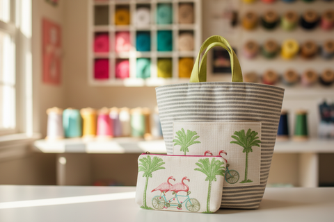 Flamingo Hope Basket– Atenti USA Handmade Embroidered Floral Knitting & Crochet Tote