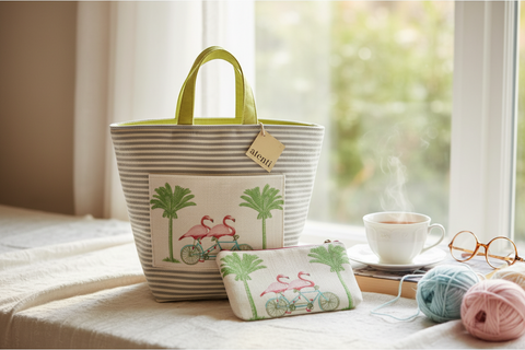 Flamingo Hope Basket– Atenti USA Handmade Embroidered Floral Knitting & Crochet Tote