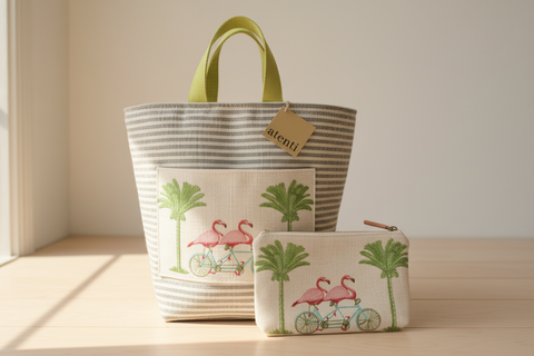 Flamingo Hope Basket– Atenti USA Handmade Embroidered Floral Knitting & Crochet Tote